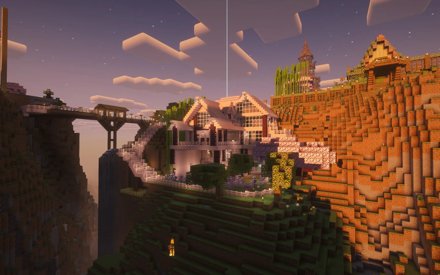 Rozbudowany świat Minecraft stworzony przez ucznia podczas zajęć