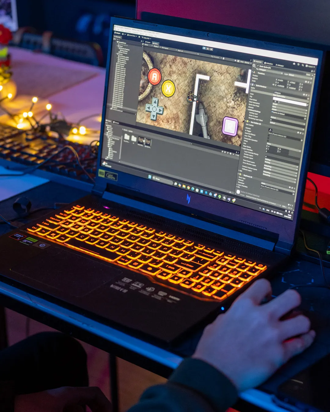 Projekt poziomu gry tworzony przez ucznia w silniku Unity 3D