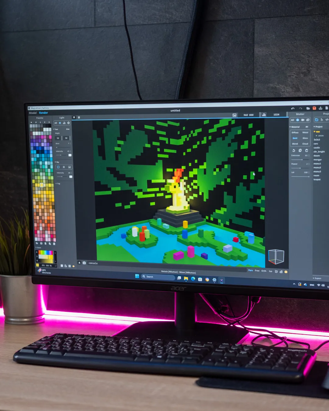 Kolorowy świat 3D stworzony przez ucznia w MagicaVoxel