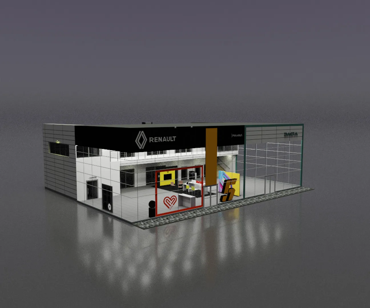 Model 3D salonu samochodowego zaprojektowany przez ucznia