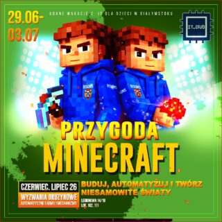 Minecraft może być tylko grą albo&nbsp;początkiem czegoś więcej.

Jeśli Twoje dziecko lubi Minecrafta, to warto pójść o&nbsp;krok dalej.
Nie tylko grać, ale&nbsp;zacząć rozumieć, jak ten świat działa — i&nbsp;jak samodzielnie go tworzyć. Na&nbsp;turnusie Przygoda Minecraft naszych warsztatów letnich IT dzieci będą:
✔ poznawać podstawy mechanizmów Redstone
✔ tworzyć automatyczne farmy i&nbsp;mechanizmy
✔ projektować własną bazę
✔ brać udział w&nbsp;wyzwaniach drużynowych takich jak Speed Build, Arena czy&nbsp;Mafia w&nbsp;MC.

To świetny pierwszy krok od zwykłego grania do&nbsp;bardziej świadomego korzystania z&nbsp;technologii.
Dziecko nie tylko dobrze spędza czas, ale&nbsp;też rozwija kreatywność, logiczne myślenie i&nbsp;współpracę z&nbsp;innymi. To&nbsp;jest&nbsp;realna nauka, a&nbsp;nie tylko „zajęcie czasu”.

📅 29.06–03.07
📍 Białystok

💰 890 zł 
- 100 zł zniżki przy&nbsp;płatności z&nbsp;góry
- możliwość rat

✅ małe grupy
✅ gorący obiad
✅ 5 dni zajęć.
✅ dodatkowe wydarzenia i&nbsp;wyjścia
✅ opieka od 7:30 nawet do&nbsp;17:00

⚠️ Liczba miejsc jest ograniczona

👉 Zapisy: link w&nbsp;bio profilu lub:
📞 667 480 083

#itclubacademy #Edukacja #Informatyka #kursydladzieci #Programowanie #it_club #minecraft #IT_Club