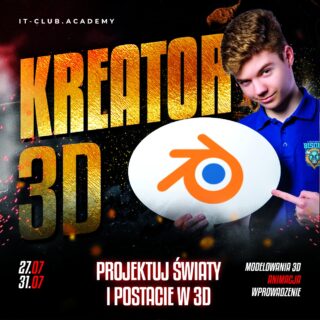 Światy 3D nie biorą się znikąd. Ktoś je projektuje. Na&nbsp;turnusie Kreator 3D naszych letnich warsztatów IT uczestnicy poznają podstawy projektowania przestrzennych modeli i&nbsp;postaci. Uczą się myśleć jak twórcy - budować, modelować i&nbsp;nadawać formę własnym pomysłom.

Podczas warsztatów dzieci i&nbsp;młodzież będą:
✔ poznawać podstawy modelowania 3D
✔ pracować w&nbsp;popularnych programach 3D
✔ tworzyć własne modele
✔ uczyć się animacji postaci 3D.

To  warsztat dla&nbsp;tych, którzy mają wyobraźnię, lubią projektować i&nbsp;chcą zobaczyć, jak z&nbsp;pomysłu powstaje coś realnego w&nbsp;cyfrowej przestrzeni. Tu technologia nie służy tylko do&nbsp;konsumowania treści - służy do&nbsp;budowania własnych.

📅 27.07-31.07
📍 centrum Białegostoku, ul. Legionowa 14/16 lok. 102

💰 890 zł 
- 100 zł zniżki przy&nbsp;płatności z&nbsp;góry
- możliwość rat

✅ małe grupy
✅ gorący obiad
✅ 5 dni zajęć
✅ materiały do&nbsp;zajęć
✅ dodatkowe wydarzenia i&nbsp;wyjścia
✅ opieka od 7:30 nawet do&nbsp;17:00

To nie jest "siedzenie przy&nbsp;komputerze".
To rozwój kreatywności, myślenia przestrzennego i&nbsp;umiejętności, które mają realne zastosowanie w&nbsp;świecie grafiki, projektowania i&nbsp;nowych technologii.

⚠️ Liczba miejsc jest ograniczona

👉 Zapisy: link w&nbsp;bio profilu lub:
📞 667 480 083

#itclubacademy #Edukacja #Informatyka #kursydladzieci #Programowanie #it_club #minecraft #IT_Club