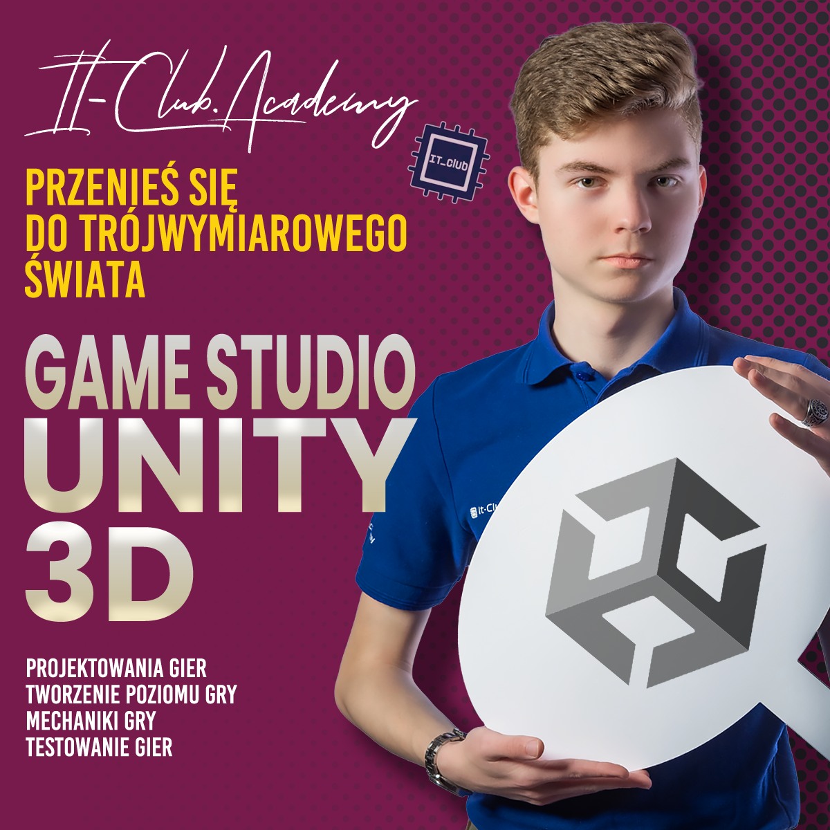 Granie w&nbsp;gry 3D to jedno.
Tworzenie ich od środka - to już zupełnie inny poziom. Na&nbsp;turnusie Game Studio Unity 3D naszych letnich warsztatów IT uczestnicy wchodzą do&nbsp;świata projektowania gier w&nbsp;ambitnej formie. Poznają środowisko Unity i&nbsp;tworzą pierwszą grę.

Podczas warsztatów dzieci i&nbsp;młodzież będą:
✔ poznawać podstawy projektowania gier
✔ tworzyć świat gry w&nbsp;Unity 3D
✔ pracować nad&nbsp;mechanikami gry - punktami, przeszkodami i&nbsp;ruchem postaci
✔ testować projekty innych uczestników i&nbsp;rozwijać własne pomysły.

To turnus dla&nbsp;tych, którzy chcą pójść krok dalej niż samo granie. Tu dziecko stworzy pierwszą własną grę.

📅 10.08-14.08
📍 centrum Białegostoku, ul. Legionowa 14/16 lok. 102

💰 890 zł 
- 100 zł zniżki przy&nbsp;płatności z&nbsp;góry
- możliwość rat

✅ małe grupy
✅ gorący obiad
✅ 5 dni zajęć
✅ materiały do&nbsp;zajęć
✅ dodatkowe wydarzenia i&nbsp;wyjścia
✅ opieka od 7:30 nawet do&nbsp;17:00

To pierwszy realny krok w&nbsp;stronę świadomego tworzenia gier 3D i&nbsp;pracy z&nbsp;narzędziem, które jest standardem w&nbsp;świecie interaktywnych projektów.

⚠️ Liczba miejsc jest ograniczona

👉 Zapisy: link w&nbsp;bio profilu lub:
📞 667 480 083

#itclubacademy #Edukacja #Informatyka #kursydladzieci #Programowanie #it_club #minecraft #IT_Club